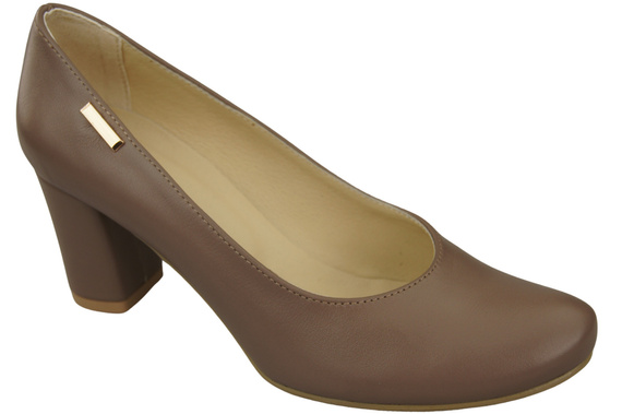 Klassische Damen Cappuccino Dunkel Leder Mandel Nase Pumps 201 ElitaBut