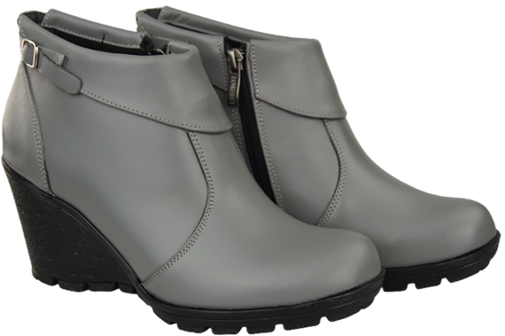 Damenschuhe Keilstiefel, Naturleder, Grau 739 ElitaBut