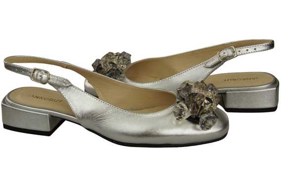 Damen Schuhe Silber Sandalen mit Kristallen Naturleder 215 ElitaBut