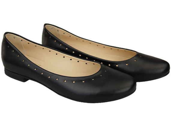 Damenschuhe Bequeme Ballerinas, Naturleder, Schwarz 162 ElitaBut