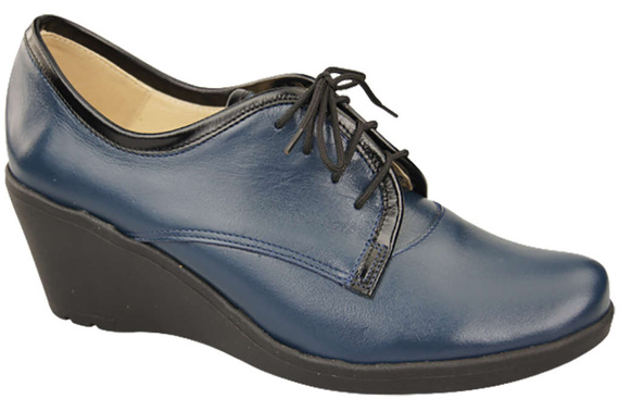 Damenschuhe mit Keilabsatz, Naturleder, Marineblau 181 ElitaBut