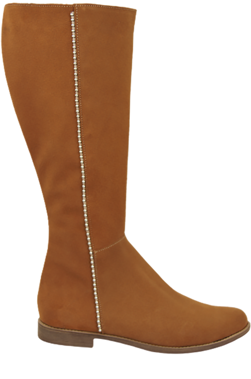 Schuhe Damenstiefel, Naturleder, Velour 153 Caramel ElitaBut