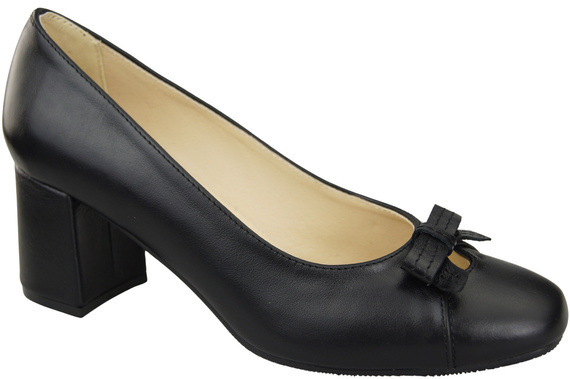 Damen Pumps mit Schleife Schwarz Naturleder und niedrigem Absatz 203 ElitaBut