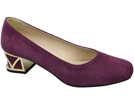 Bequeme Damenschuhe Burgund Pumps mit dekorativem Absatz Natürliches Wildleder 219 von ElitaBut