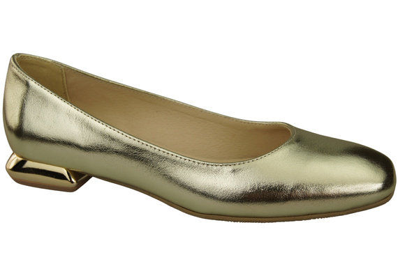 Flache Frauen Schuhe Gold Dekorative Ferse Naturleder 209 ElitaBut