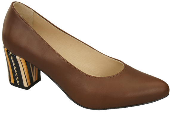 Damenschuhe Braune Pumps aus Naturleder mit Zierabsatz 158 ElitaBut
