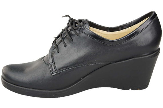 Damenschuhe mit Keilabsatz, Naturleder, Schwarz 181 ElitaBut