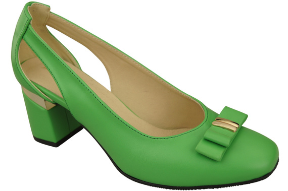 Schuhe Damen Lime Pumps aus Naturleder mit dekorativem Absatz 199 ElitaBut