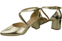 Elegante Gold Ledersandalen mit offener Seite und stabilem Absatz 218 ElitaBut