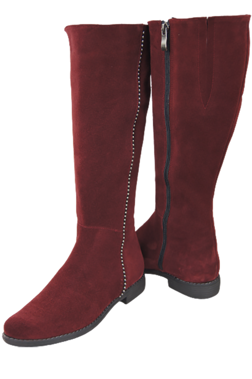 Schuhe Damenstiefel, Naturleder, Velours 153, Burgund ElitaBut