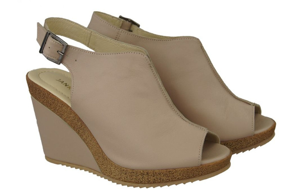 Schuhe Damen Sandalen Keil Naturleder Cappuccino Lico 992 ElitaBut