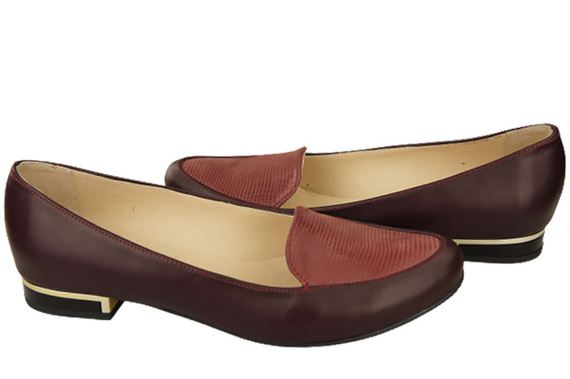 Damen Ballerinas Lords, Naturleder, Burgund 908 ElitaBut