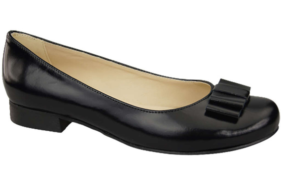 Damen Ballerinas, Naturleder, Schwarz, Glänzend 702 ElitaBut