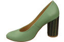 Damenschuhe Mintfarbene Pumps Naturleder Bunter Zierabsatz 194 ElitaBut