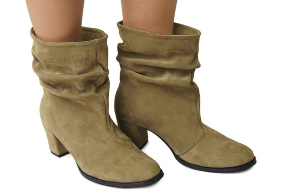 Damenschuhe Stiefel, Naturleder, Oliv 986 ElitaBut