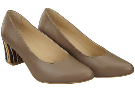 Damenschuhe Cappuccino-Pumps Naturleder mit Zierabsatz 158 ElitaBut