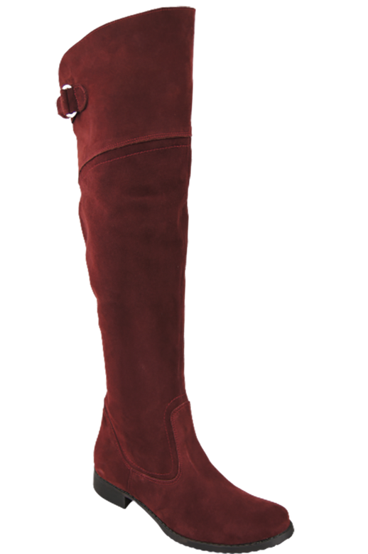 Schuhe Damenstiefel Stiefel Overknee-Stiefel, Naturleder, Velours, Burgund 154 ElitaBut