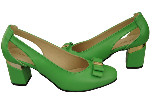 Schuhe Damen Lime Pumps aus Naturleder mit dekorativem Absatz 199 ElitaBut