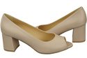 Damenschuhe PEEP TOE Cappuccino-Pumps Helles Naturleder mit beschichtetem Absatz 192 ElitaBut