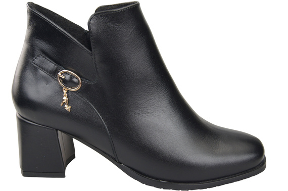 Damen-Stiefeletten ElitaBut 226 Schwarz aus Naturleder, gefüttert, eckige Zehenkappe, Blockabsatz