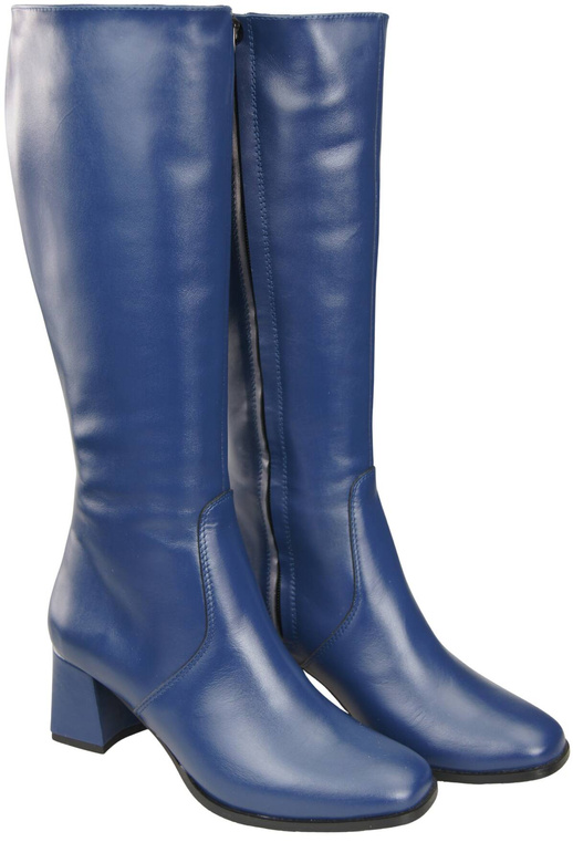 Bequeme Damen Marineblau Niedrig Absatz Stiefel Naturleder 212 ElitaBut