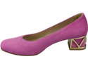 Bequeme Damenschuhe Fuchsie Pumps mit dekorativem Absatz Natürliches Wildleder 219 von ElitaBut
