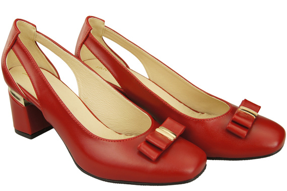 Schuhe Damen Rot Pumps aus Naturleder mit dekorativem Absatz 199 ElitaBut