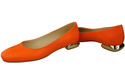 Flache Frauen Schuhe Orange Dekorative Ferse Naturleder 209 ElitaBut