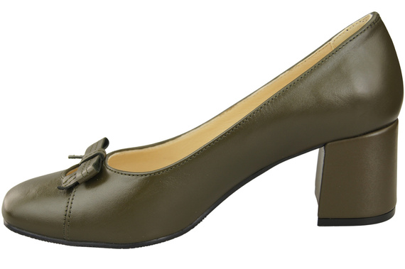 Damen Pumps mit Schleife Olive Naturleder und niedrigem Absatz 203 ElitaBut