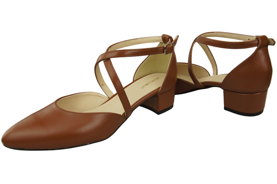 Damen Sandalen Echtleder Braun mit Riemen Niedriger Absatz 223 ElitaBut