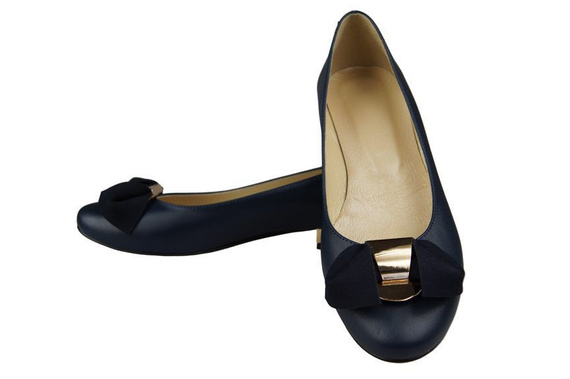 Damen-Ballerinas, Naturleder, Marineblau 894 ElitaBut