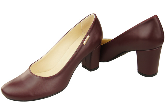 Klassische Damen Burgunderrote Leder Mandel Nase Pumps 201 ElitaBut