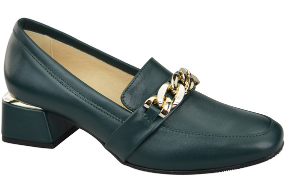 Damenschuhe mit Zierkette Pumps Mokassins Naturleder 193 Malachit ElitaBut