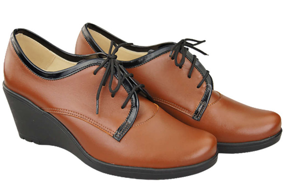 Schuhe Damen-Keilschuhe, Naturleder, Braun 181 ElitaBut