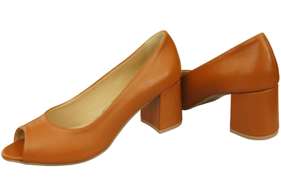 Damenschuhe PEEP TOE Pumps aus rotem Naturleder mit beschichtetem Absatz 192 ElitaBut