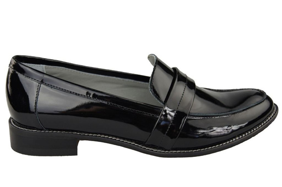 Schuhe Damen Mokassins Naturleder Schwarz lackiert 139 ElitaBut