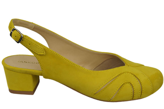 Damenschuhe Sandalen, Naturleder, Wildleder, Zitrone, 842 von ElitaBut