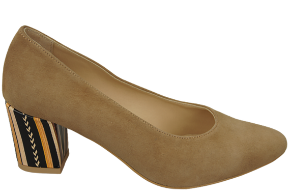 Damenschuhe Pumps Olivfarbenes natürliches Wildleder mit dekorativem Absatz 158 von ElitaBut