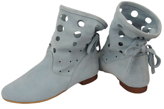 Schuhe Damen-Stiefeletten, natürliches Veloursleder, Blau 160 ElitaBut