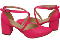Elegante Neon Rosa Ledersandalen mit offener Seite und stabilem Absatz 218 ElitaBut