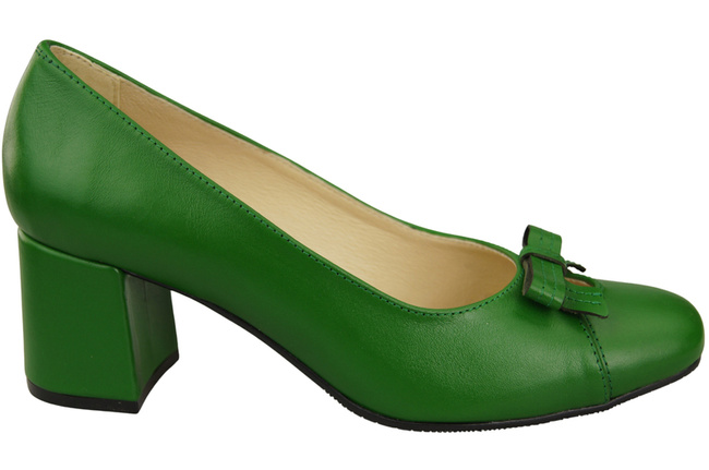 Damen Pumps mit Schleife Grün Naturleder und niedrigem Absatz 203 ElitaBut