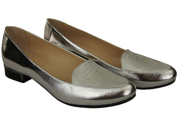 Damen Ballerinas Lords, Naturleder, Silber 908 ElitaBut