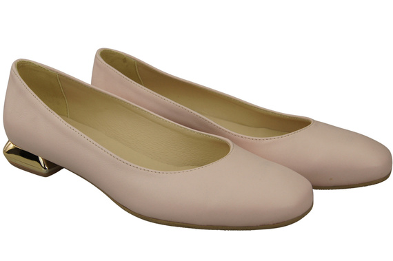 Flache Frauen Schuhe Puderrosa Dekorative Ferse Naturleder 209 ElitaBut