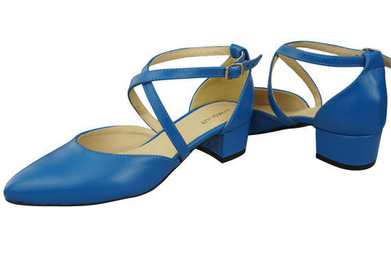 Damen Sandalen Echtleder Blau mit Riemen Niedriger Absatz 223 ElitaBut
