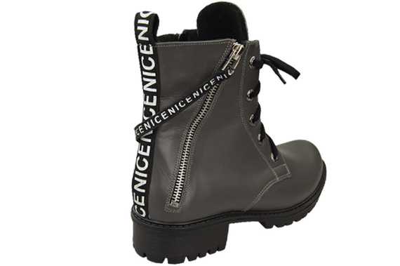 Schuhe Damen-Stiefeletten mit der Aufschrift NICE, Naturleder, Graphit 173 von ElitaBut