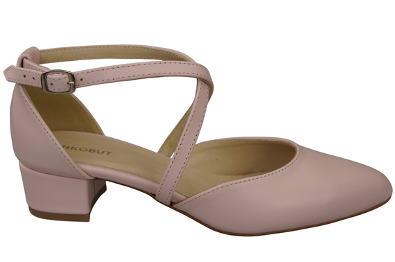 Damen Sandalen Echtleder Puderrosa mit Riemen Niedriger Absatz 223 ElitaBut