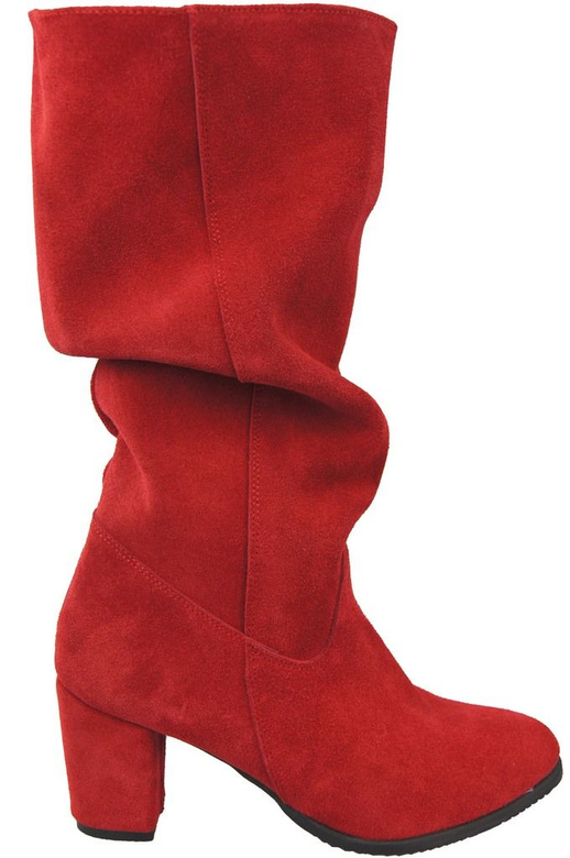 Schuhe Damenstiefel, Naturleder, Velour 141 Red ElitaBut