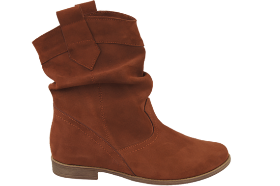 Schuhe Damen-Stiefeletten Frühling/Herbst Naturveloursleder Kastanie 117 L ElitaBut