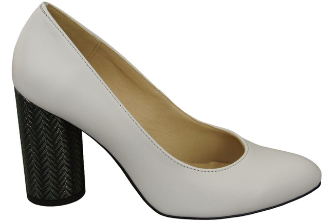 Damenschuhe Pumps Weiß Naturleder Bunter Zierabsatz 194 ElitaBut