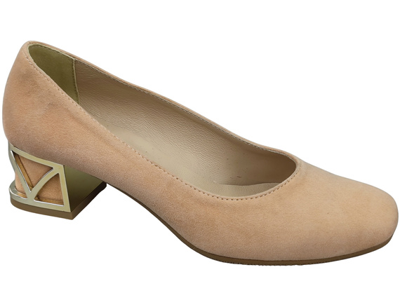 Bequeme Damenschuhe Pfirsich Pumps mit dekorativem Absatz Natürliches Wildleder 219 von ElitaBut